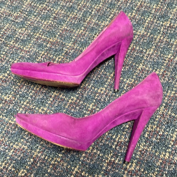 Preloved Saint Laurent Paris Purple Suede Janis Platform Pumps Size 39 - Picture 5 of 17